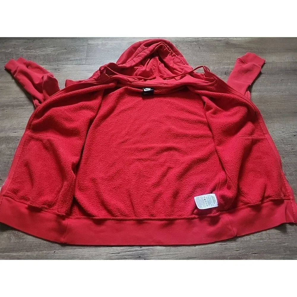 Nike Mens Just Do It Full‎ Zip Hoodie Red Fleece Sweatshirt Small BV5068-657